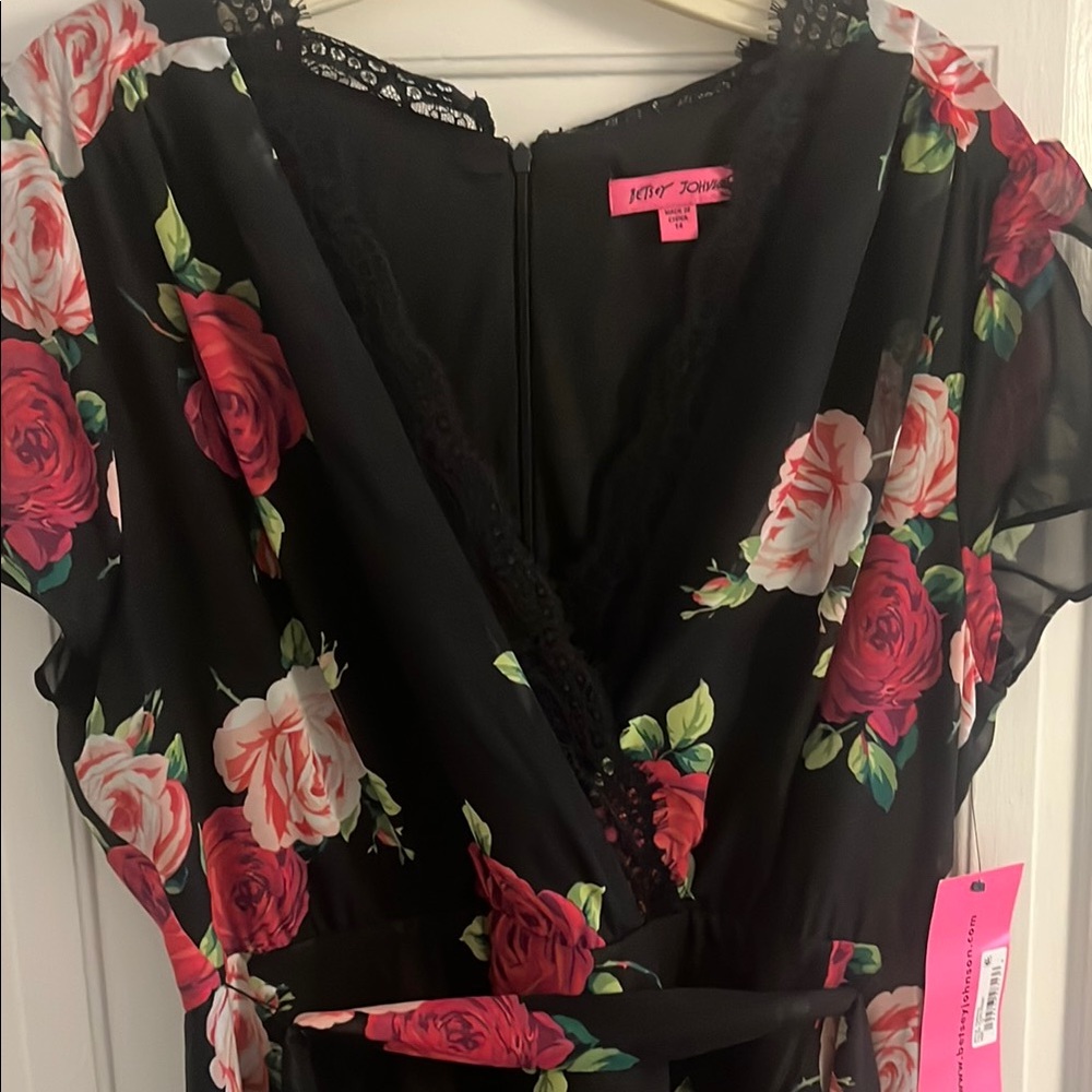 Betsey Johnson Black V-Neck Flutter Sleeve Sundress